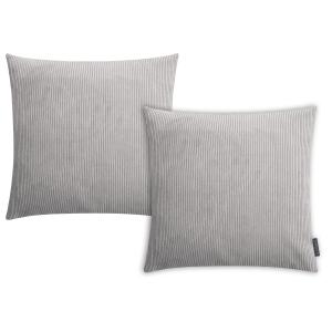 Housses de coussin velours cotelé gris-Lot de 2-50x50