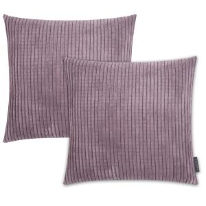 Housses de coussin velours côtelé mauve - Lot de 2 - 45x45