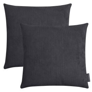 Housses de coussin velours cotelé noir - Lot de 2 - 40x40