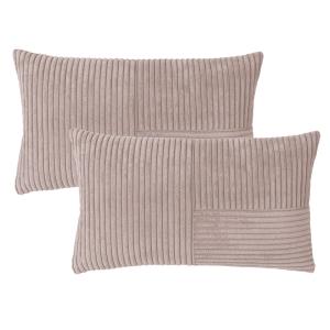Housses de coussin velours cotelé rose-Lot de 2-30x50