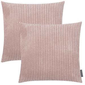 Housses de coussin velours côtelé rose - Lot de 2 - 45x45