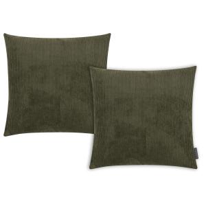 Housses de coussin velours cotelé vert-Lot de 2-50x50