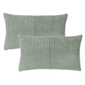 Housses de coussin velours cotelé vert sauge-Lot de 2-30x50