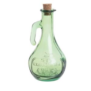 Huilier en verre recyclé vert et bouchon en liège