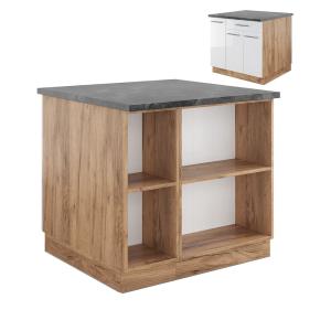 Îlot de cuisine avec tiroir sans PT Blanc brillant 90x82cm