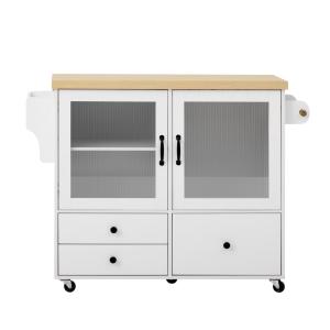 Îlot de cuisine mobile avec plateau extensible et rangement…