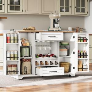 Îlot de cuisine multifonction avec rangements et porte-bout…