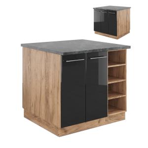 Îlot de cuisine sans PT Anthracite brillant 90x82cm