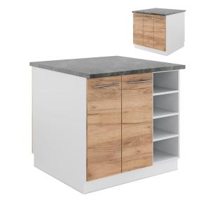 Îlot de cuisine sans PT, Chêne doré/blanc 90 x 82cm