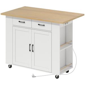 Ilot de Cuisine Station Charge Plan de Travail Rabattable B…