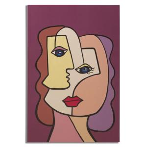 Impression peinte sur toile visage cubiste multicolore 60x3…