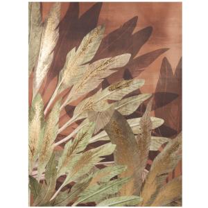 Impression sur toile feuilles vertes et détails dorés feuil…
