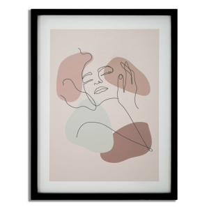 Impression visage multicolore avec cadre noir 35x2x47 cm
