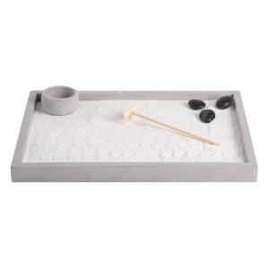 Jardin zen rectangulaire 30 x 22 cm béton gris