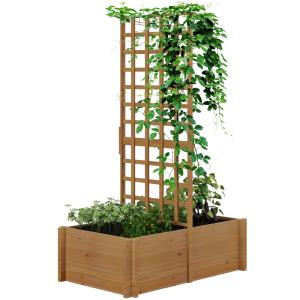 Jardinière avec treillis 100 x 60 x 150 cm en bois naturel