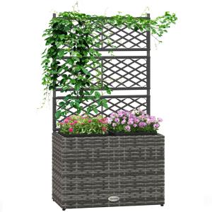Jardinière avec treillis 2 pots résine tressée acier galvan…