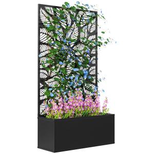 Jardinière avec treillis en métal noir
