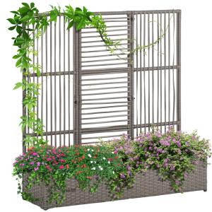 Jardinière avec treillis en résine tressée pe et acier gris…