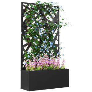 Jardinière avec treillis sur pieds ou murale métal noir