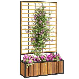 Jardinière avec treillis trous de drainage bois d'acacia et…