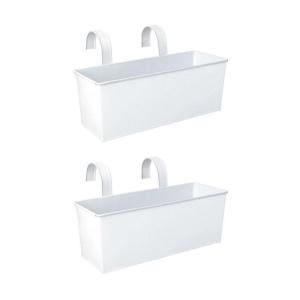 Jardinière balcon en zinc blanc à suspendre (lot de 2)