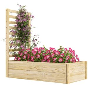 Jardinière carré potager treillis en bois effet bois nature…