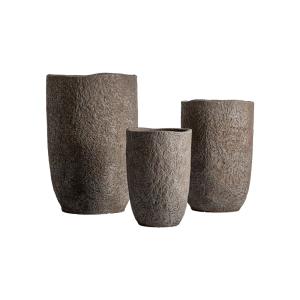 Jardinière en céramique gris rugueux en 44x44x67 cm
