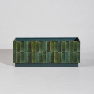 Jardinière en fer forgé imprimé zellige vert