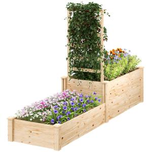 Jardinière extérieure 2 bacs avec treillis en bois effet bo…