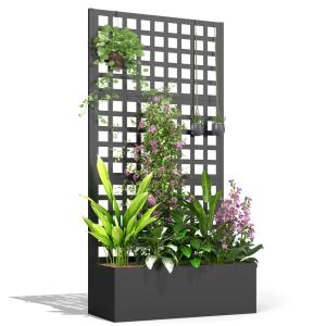 Jardinière extérieure avec treillis en acier galvanisé noir…