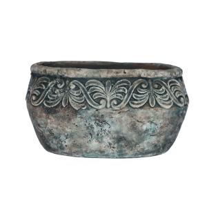 Jardinière ovale en ciment vieilli bleuté L.19 x l.11 x Ht.…