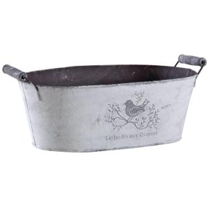 Jardinière ovale métal patiné 30 cm gris