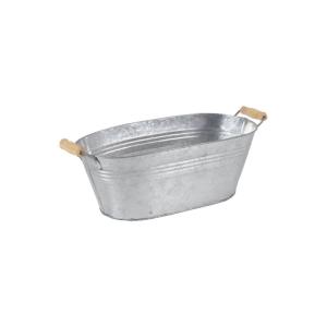 Jardinière ovale zinc et bois 37 x 19 x 16 cm