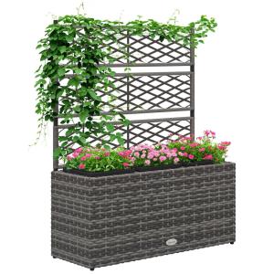 Jardinière pour plantes treillis 3 pots résine tressée gris…