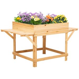 Jardinière surélevé avec tablettes non-tissé naturel