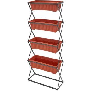 Jardinière verticale avec 4 grands bacs à fleurs polypropyl…