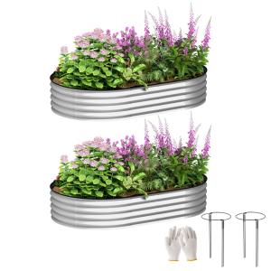 Jardinières surélevées lot de 2 acier argent