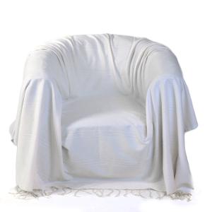 Jeté de fauteuil coton reliefs discrets uni blanc-écru 200…