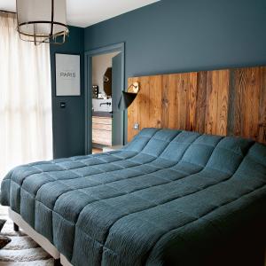 Jeté de lit  - effet froissé polyester bleu 250x260 cm