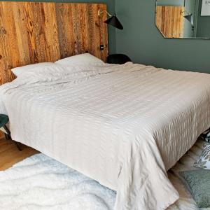 Jeté de lit  - effet seersucker polyester beige 240x250 cm