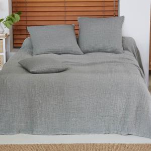 Jeté de lit en coton gris perle 180x250