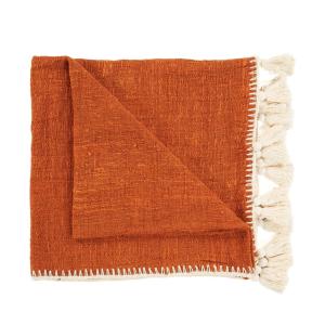 Jeté de lit en coton terracotta 246x126