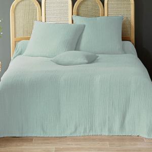 Jeté de lit en coton vert d'eau 180x250cm