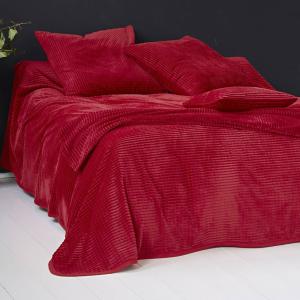 Jeté de lit en polyester rouge brique 270x245