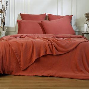 Jeté de lit gaze de coton rouge toscane 270x280