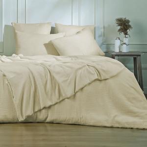 Jeté de lit gaze de coton sable 270x280