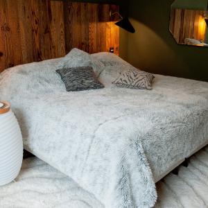 Jeté de lit imitation fourrure doux polyester gris 240x250…