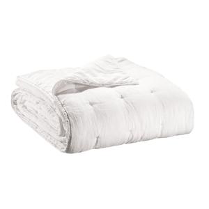 Jeté de lit Stonewashed  en lin blanc 180 x 260
