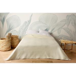 Jeté de lit uni 100% polyester ivoire 180x240cm