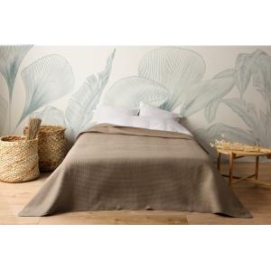 Jeté de lit uni 100% polyester taupe 230x250cm